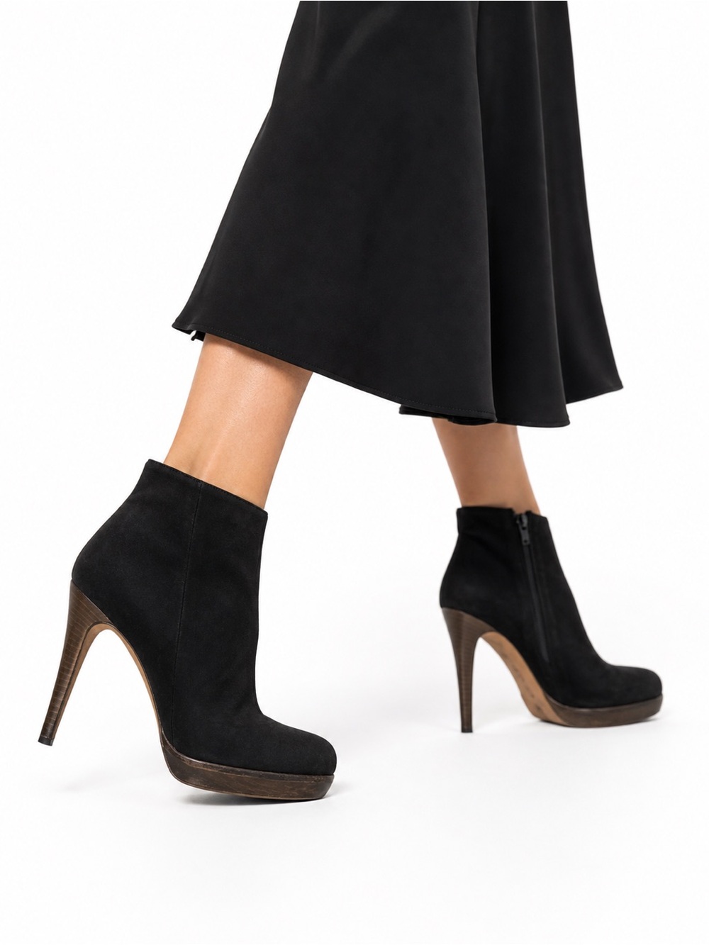 Luca Luca Black Suede Platform Stiletto Ankle Boots Size 37 US 7